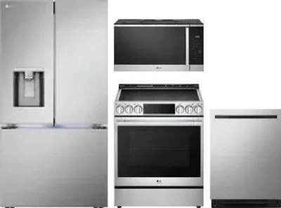 4 Piece Package Includes Refrigerator, Range, Microwave And Dishwasher