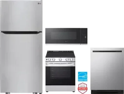 4 Piece Package Includes Refrigerator, Range, Microwave And Dishwasher
