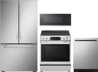 4 Piece Package Includes Refrigerator, Range, Microwave And Dishwasher