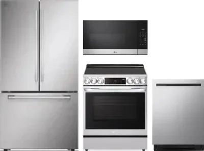 4 Piece Package Includes Refrigerator, Range, Microwave And Dishwasher