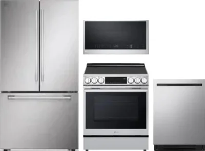 4 Piece Package Includes Refrigerator, Range, Microwave And Dishwasher