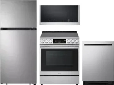 4 Piece Package Includes Refrigerator, Range, Microwave And Dishwasher