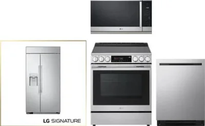 4 Piece Package Includes Refrigerator, Range, Microwave And Dishwasher