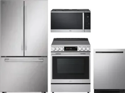 4 Piece Package Includes Refrigerator, Range, Microwave And Dishwasher