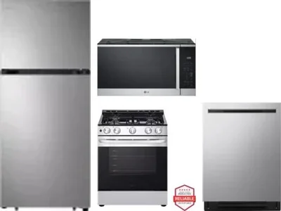 4 Piece Package Includes Refrigerator, Range, Microwave And Dishwasher
