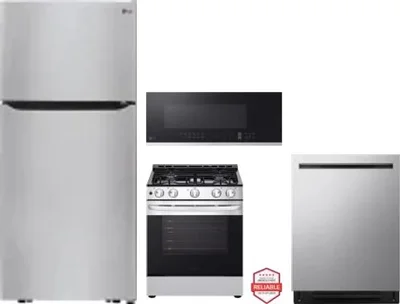 4 Piece Package Includes Refrigerator, Range, Microwave And Dishwasher
