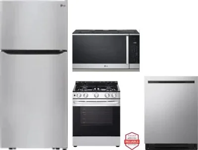 4 Piece Package Includes Refrigerator, Range, Microwave And Dishwasher