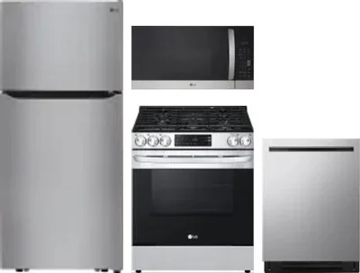4 Piece Package Includes Refrigerator, Range, Microwave And Dishwasher
