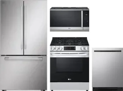 4 Piece Package Includes Refrigerator, Range, Microwave And Dishwasher