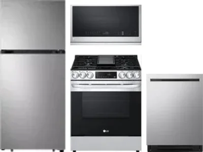 4 Piece Package Includes Refrigerator, Range, Microwave And Dishwasher
