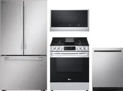 4 Piece Package Includes Refrigerator, Range, Microwave And Dishwasher