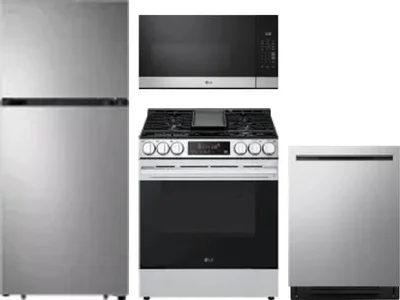 4 Piece Package Includes Refrigerator, Range, Microwave And Dishwasher