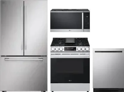 4 Piece Package Includes Refrigerator, Range, Microwave And Dishwasher