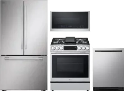 4 Piece Package Includes Refrigerator, Range, Microwave And Dishwasher