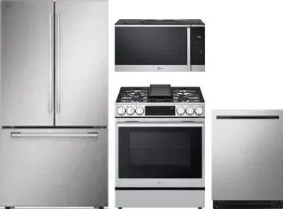 4 Piece Package Includes Refrigerator, Range, Microwave And Dishwasher