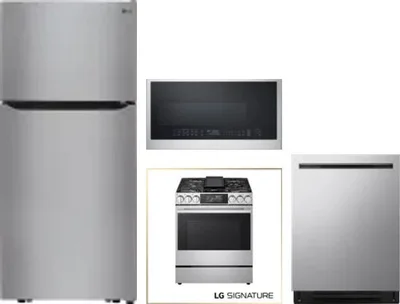 4 Piece Package Includes Refrigerator, Range, Microwave And Dishwasher