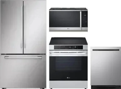4 Piece Package Includes Refrigerator, Range, Microwave And Dishwasher