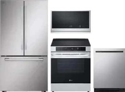 4 Piece Package Includes Refrigerator, Range, Microwave And Dishwasher
