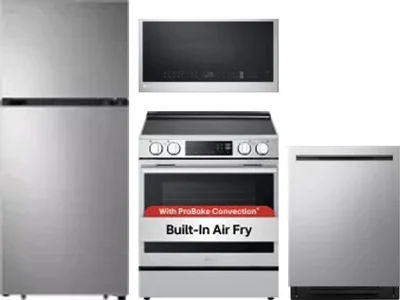 4 Piece Package Includes Refrigerator, Range, Microwave And Dishwasher