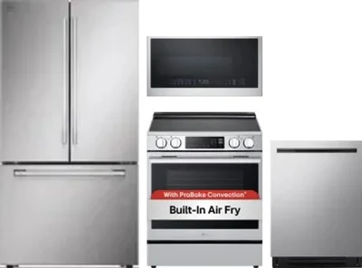 4 Piece Package Includes Refrigerator, Range, Microwave And Dishwasher