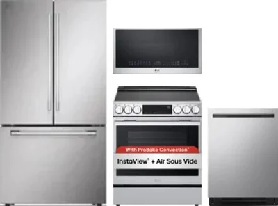 4 Piece Package Includes Refrigerator, Range, Microwave And Dishwasher