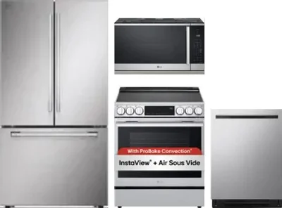 4 Piece Package Includes Refrigerator, Range, Microwave And Dishwasher