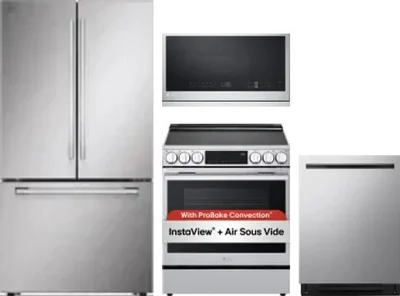 4 Piece Package Includes Refrigerator, Range, Microwave And Dishwasher