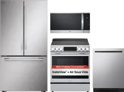 4 Piece Package Includes Refrigerator, Range, Microwave And Dishwasher