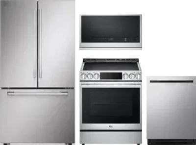 4 Piece Package Includes Refrigerator, Range, Microwave And Dishwasher
