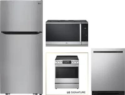 4 Piece Package Includes Refrigerator, Range, Microwave And Dishwasher