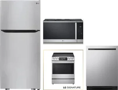 4 Piece Package Includes Refrigerator, Range, Microwave And Dishwasher