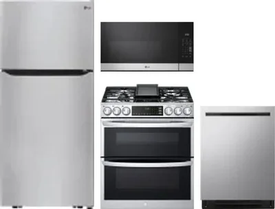 4 Piece Package Includes Refrigerator, Range, Microwave And Dishwasher