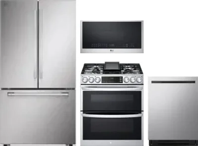 4 Piece Package Includes Refrigerator, Range, Microwave And Dishwasher