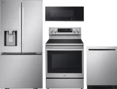 4 Piece Package Includes Refrigerator, Range, Microwave And Dishwasher