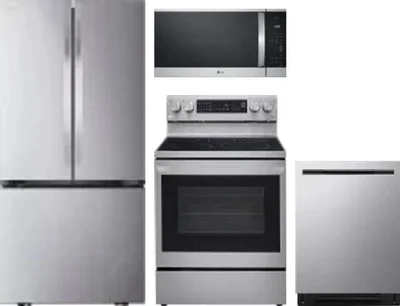 4 Piece Package Includes Refrigerator, Range, Microwave And Dishwasher