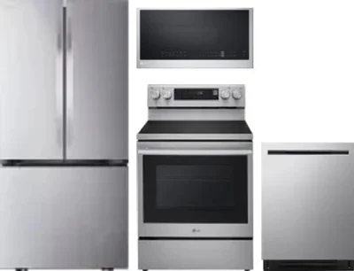4 Piece Package Includes Refrigerator, Range, Microwave And Dishwasher