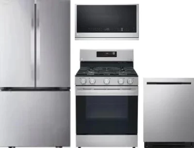 4 Piece Package Includes Refrigerator, Range, Microwave And Dishwasher