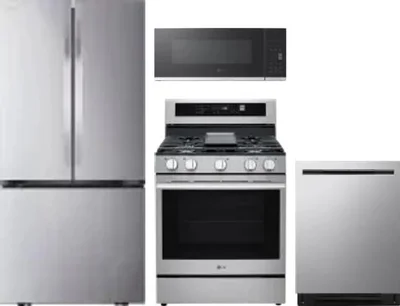 4 Piece Package Includes Refrigerator, Range, Microwave And Dishwasher