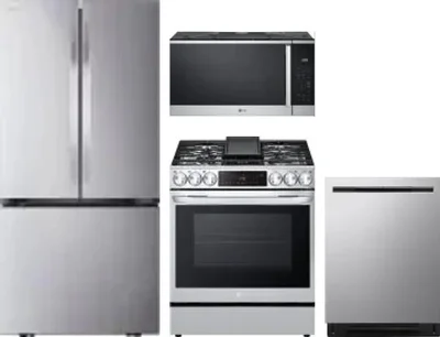 4 Piece Package Includes Refrigerator, Range, Microwave And Dishwasher