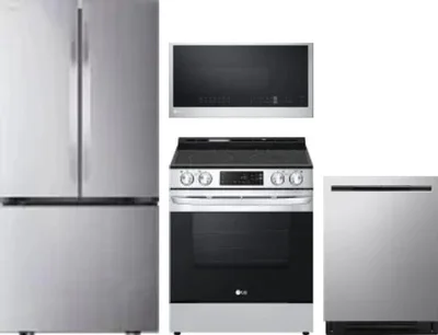 4 Piece Package Includes Refrigerator, Range, Microwave And Dishwasher