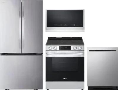 4 Piece Package Includes Refrigerator, Range, Microwave And Dishwasher