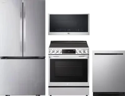 4 Piece Package Includes Refrigerator, Range, Microwave And Dishwasher