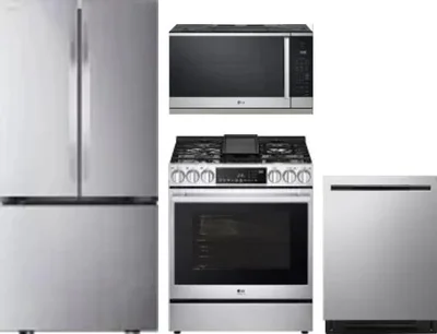 4 Piece Package Includes Refrigerator, Range, Microwave And Dishwasher