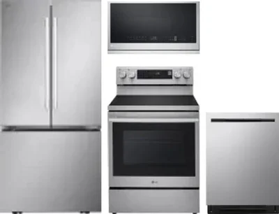 4 Piece Package Includes Refrigerator, Range, Microwave And Dishwasher