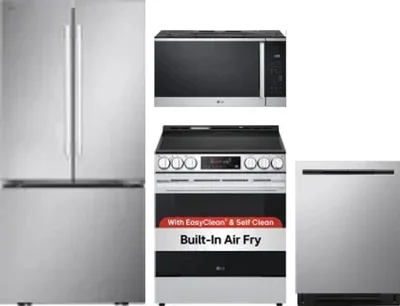 4 Piece Package Includes Refrigerator, Range, Microwave And Dishwasher