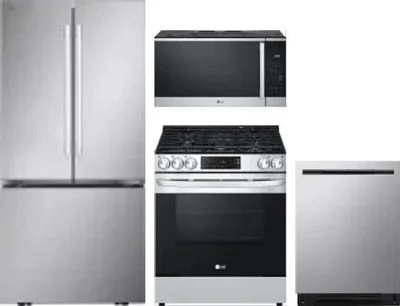 4 Piece Package Includes Refrigerator, Range, Microwave And Dishwasher