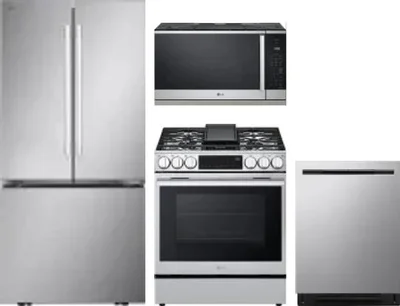4 Piece Package Includes Refrigerator, Range, Microwave And Dishwasher