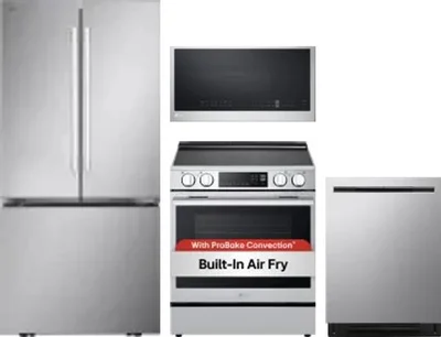 4 Piece Package Includes Refrigerator, Range, Microwave And Dishwasher