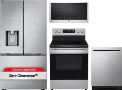 4 Piece Package Includes Refrigerator, Range, Microwave And Dishwasher