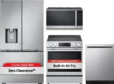 4 Piece Package Includes Refrigerator, Range, Microwave And Dishwasher